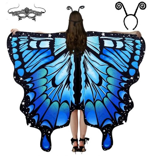 Skrzydła motyla duże niebieskie + opaska + maska